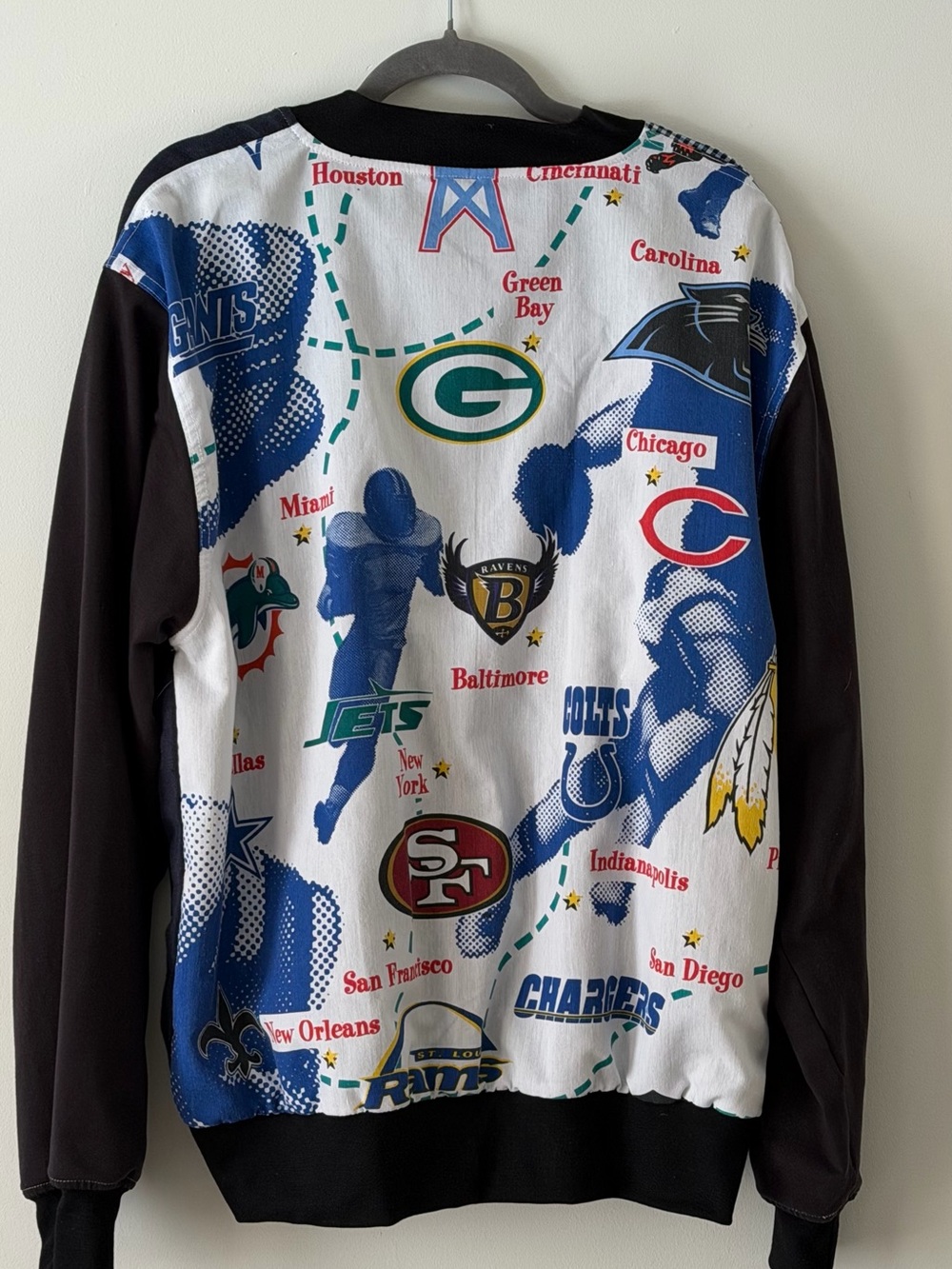 Goat Vintage Rework Navy & Black Patchwork Bomber Jacket - Picture 6 of 9
